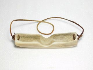Vintage Inuit Eskimo snow goggles made from caribou antler 4