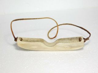 Vintage Inuit Eskimo snow goggles made from caribou antler 5