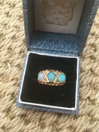Fine Antique Victorian 18ct Gold Opal & Diamond Ring Chester 1900 Uk - M