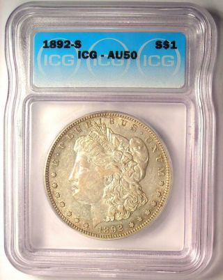 1892 - S Morgan Silver Dollar $1 - ICG AU50 - Rare Date in AU50 - $1,  680 Value 2