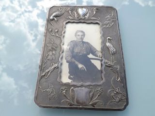 Antique Chinese ? Japanese ? Oriental Silver Picture Photo Frame