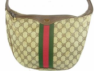 Gucci Sherry Web Shoulder Cross Body Bag Vintage Gg Canvas Brown Beige Jp