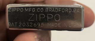 Vintage Zippo Lighter Square Case W/ Slashes 4 Barrel Hinge RARE 1930s 7