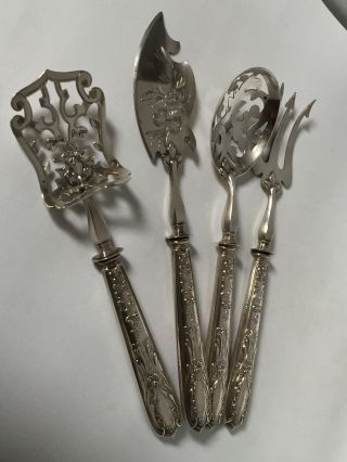 French Silver Hors D ' Oeuvre Serving Set - c1890 - Boxed 2