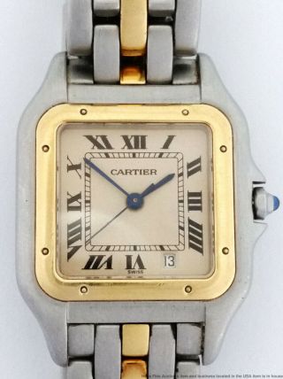 Cartier Panthere 18k Gold Stainless Steel Ladies Vintage Wrist Watch