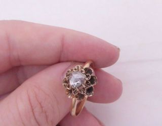 14ct Gold Diamond Ring,  Old Mined Rose Cut Diamond Victorian Ring
