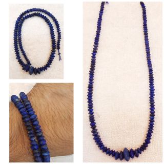 39cm Outstanding Very Old Lapis Lazuli Stone Necklace Old Strand Beads 6v