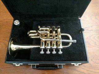 Pristine Vintage Getzen 940 Lacquered Piccolo Trumpet With Case / Mpc