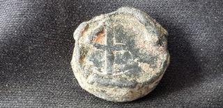 Very Rare Post Medieval Lead Seal With Crucifix, .  L2d