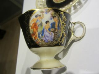 LM Royal Halsey Very Fine PORTRAIT Cup w leaf Reticulated Saucer 5