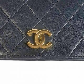 Authentic Chanel Vintage Black Quilted Lambskin Chain Snap Flap Bag Clutch 11