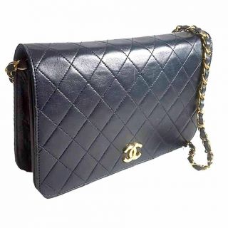 Authentic Chanel Vintage Black Quilted Lambskin Chain Snap Flap Bag Clutch 3