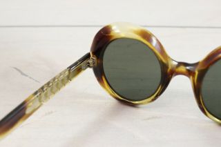 Vintage 1960 ' s Mod Bug Eye Oval Sunglasses Womens Italy Tortoise Oversize Retro 6