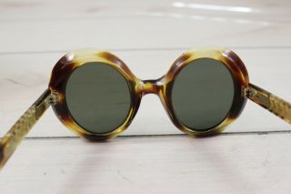 Vintage 1960 ' s Mod Bug Eye Oval Sunglasses Womens Italy Tortoise Oversize Retro 9