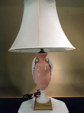 Vtg Extremely Rare Stiffel Brass Lenox Porcelain Table Lamp Mid Century 24 " Tall