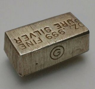 Rare Vintage Silver Bar - G - Global Metals Refining - 1 Troy Oz.  999 Fine Ingot