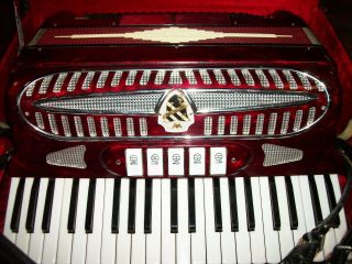 Vintage Castiglione 41 Key Accordion Made In Italy Red W Case Euc