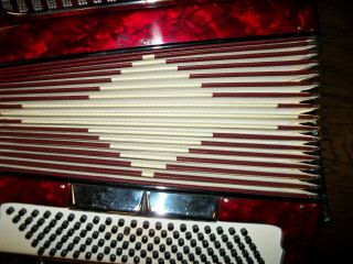 Vintage Castiglione 41 Key Accordion Made In Italy Red w Case EUC 3