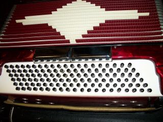 Vintage Castiglione 41 Key Accordion Made In Italy Red w Case EUC 6