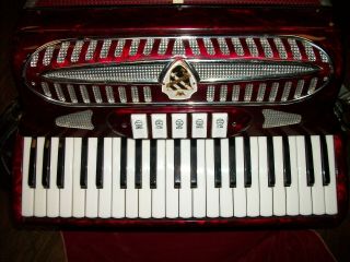 Vintage Castiglione 41 Key Accordion Made In Italy Red w Case EUC 7
