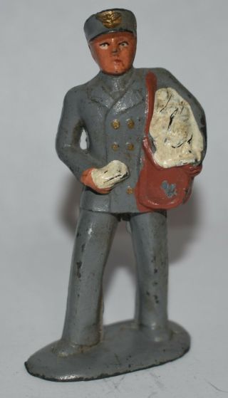 Vintage Manoil Barclay Metal Figure Man Mail Carrier / Mailman