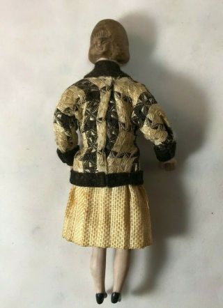 Antique German Bisque Lady with Cream Skirt & Black/Cream Tunic 6