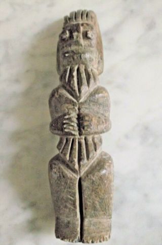 Pre Columbian Stone Warrior Figure Restored 7 " X 1 1/2 " Similar To Tula,  Mx