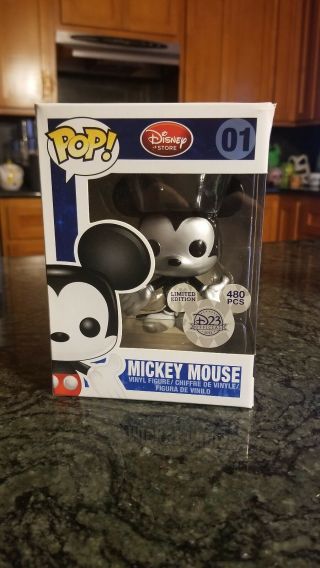 Mickey Mouse D23 Metallic & Oswald Comic Con Funko Pops.  Rare Must Haves