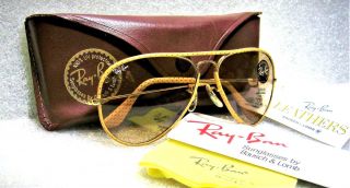 Ray - Ban Usa Nos Vintage B&l Aviator Ostrich Leathers L1513 Changeable Sunglasses