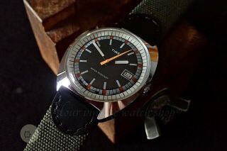 Mens Trendy Vintage Watch Timex Marlin Gb Serviced 1974 M25 Orange Sweep
