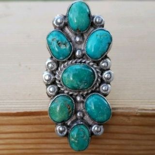 Vintage Native American Sterling Silver Turquoise Ring Sz 7