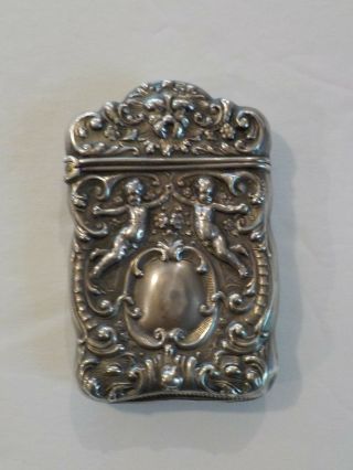 19th C.  Sterling Silver Match Safe / Vesta Case,  Cherubs