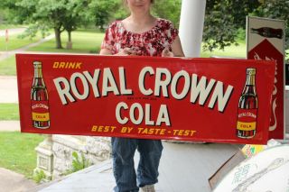 Large Vintage 1949 Rc Royal Crown Cola Soda Pop 54 " Embossed Metal Sign