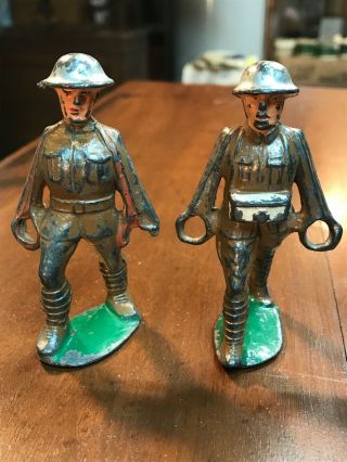 3 Vintage Manoil Barclay Lead Soldiers Stretcher Bearers 2
