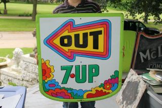 Rare Vintage 1970 7up 7 Up Peter Max Soda Pop Gas Oil 30 " Embossed Metal Sign