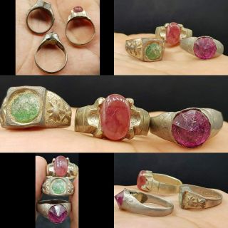 Old 3 Stunning Rare Rings With Stones 27