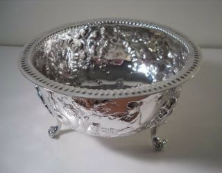 An Ornately Decorated Antique Silver Bowl : London 1895