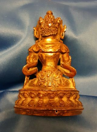 Antique Tibetan Gilt Bronze Abhaya Mudra Seated Buddha Figure 4
