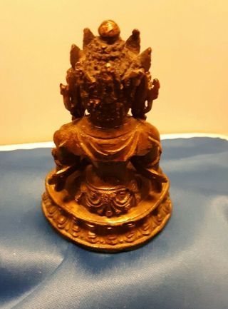 Antique Tibetan Gilt Bronze Abhaya Mudra Seated Buddha Figure 5