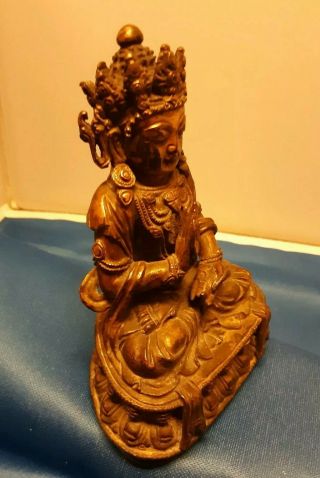 Antique Tibetan Gilt Bronze Abhaya Mudra Seated Buddha Figure 7