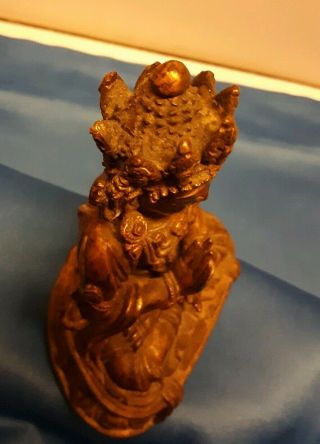 Antique Tibetan Gilt Bronze Abhaya Mudra Seated Buddha Figure 8