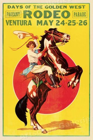 Days Of The Golden West Rodeo 1930s Vintage Style Rodeo Poster - 20x30