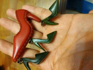 Unique Vintage Bakelite High Heel Shoes Pin Brooch
