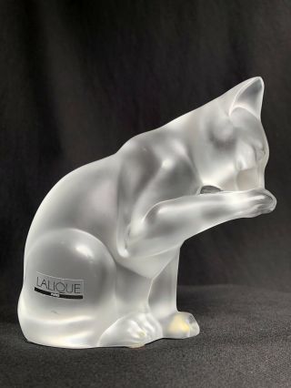 Lalique Vintage New/Old Stock Opalesant “Grooming Cat” Figurine 5