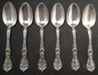 Set Of Six Sterling Silver Les Cinq Fleurs Tea Spoons Reed & Barton No Monos