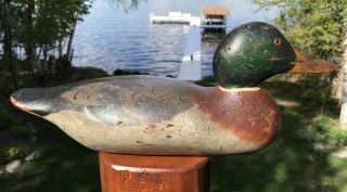 Vintage Mason Glasseye Mallard Drake Duck Decoy Good Paint