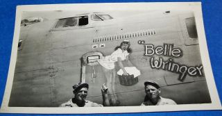 Ww2 Photo: B - 24 Bomber Nose Art " Belle Wringer "