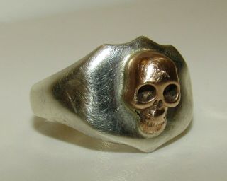 , Antique Victorian 9 Ct Gold And Silver Memento Mori Skull Ring