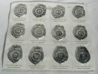 Vintage Sheet Of 12 Special Police Badges From 1960 