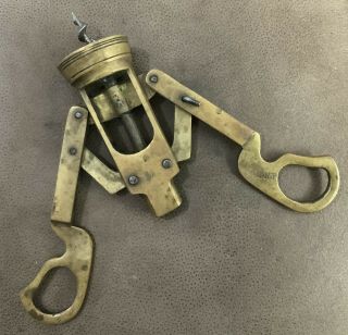 Antique Italian Brevetto Cropelli Mechanical Brass Two - armed Corkscrew 4